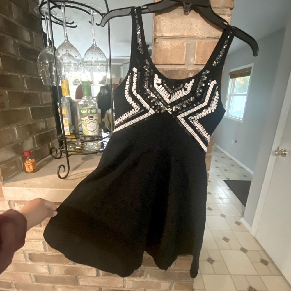 Aztec print black skater dress